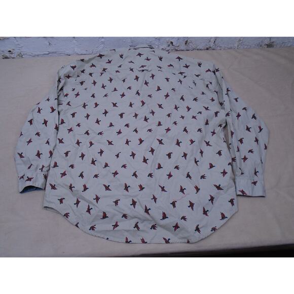 Kyoto Kasuals Shirt Womens Medium Ivory Bird Print Button Up Long Sleeve - Picture 10 of 10